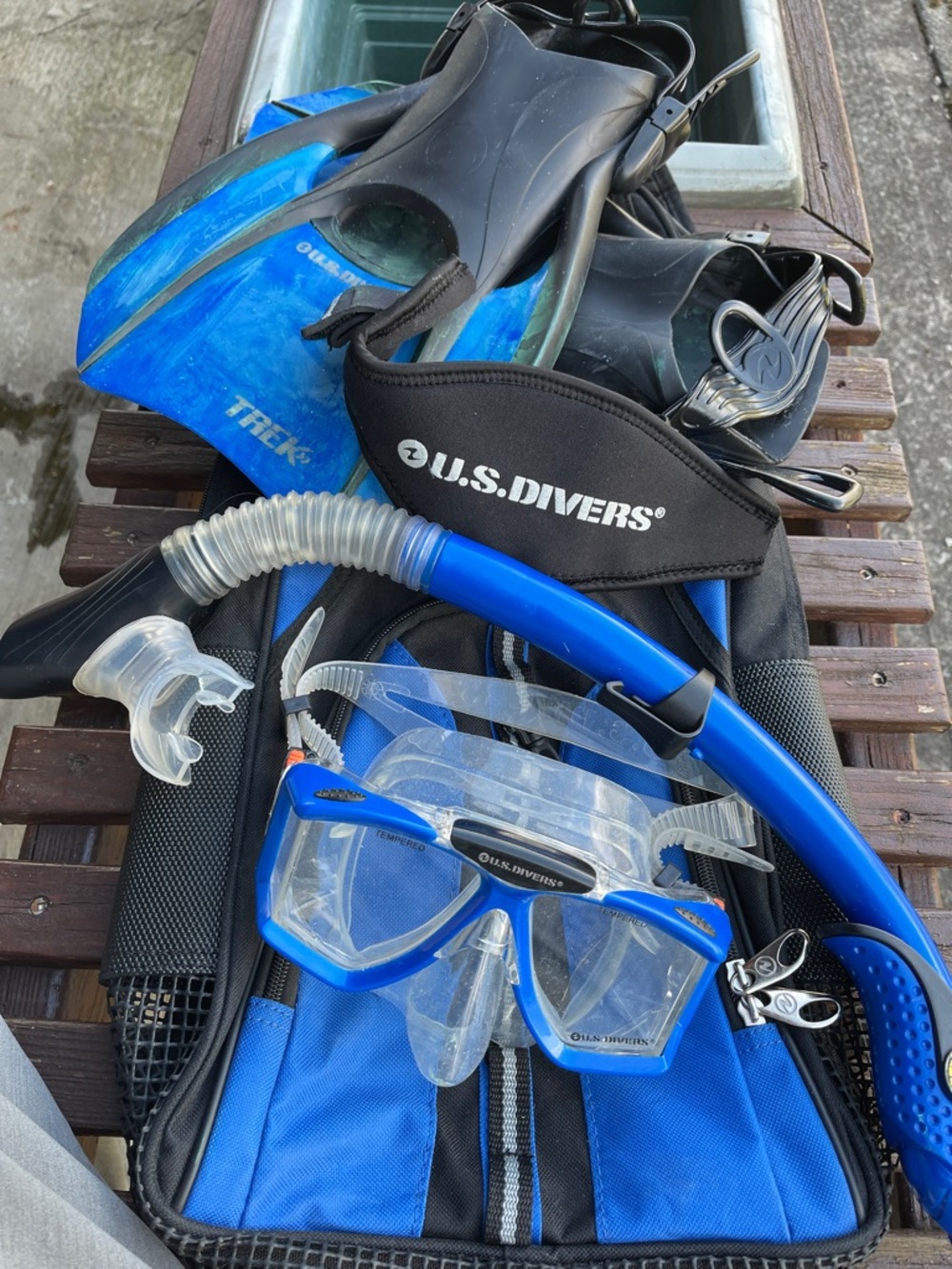 U.S. Divers Blue Snorkel Set with Mask & Fins